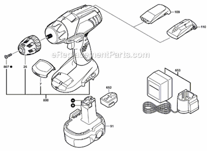 Page A Diagram and Parts List for 2866  Skil Cordless Drill