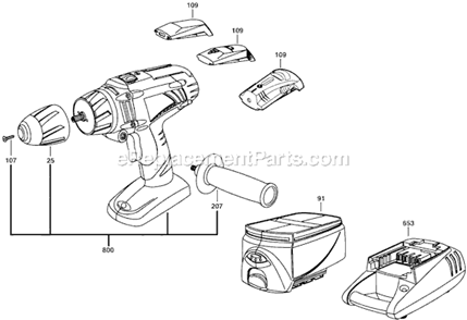 Page A Diagram and Parts List for 2887-B2 F012288702 Skil Electric Drill