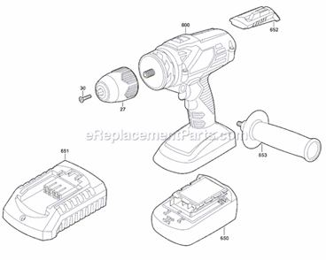 Part Location Diagram of 1619X03437 Skil Cordless Drill Driver