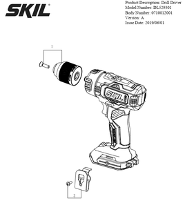 Section 1 Diagram and Parts List for DL529301 A Skil Hammer Drill