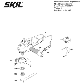 Section 1 Diagram and Parts List for 9296-01 A Skil Angle Grinder