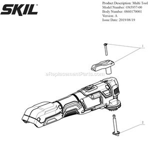 Part Location Diagram of 2827053001 Skil Handle Lever Set