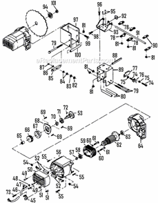 Page B Diagram and Parts List for 3400 F01234000A Skil Table Saw