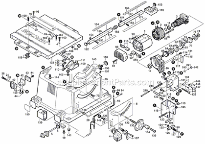 Page A Diagram and Parts List for 3700 F012370000 Skil Table Saw