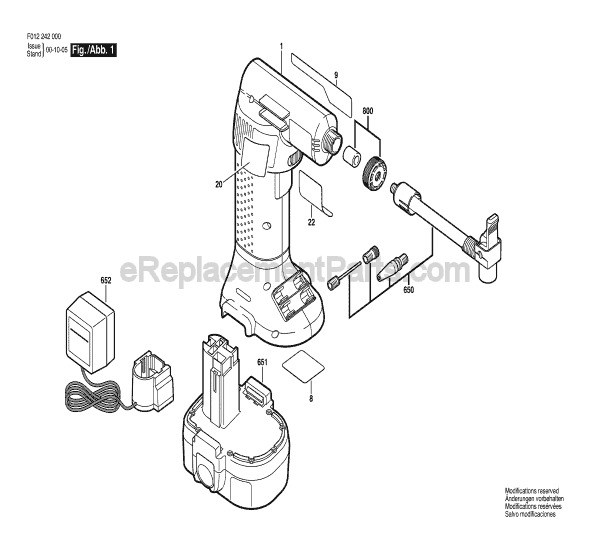 Page A Diagram and Parts List for 2420 F012242000 Skil Miscellaneous