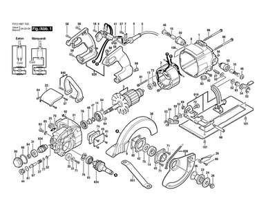 Fig-0 Diagram and Parts List for HD77M-22 F012HM7702 Skil Saw