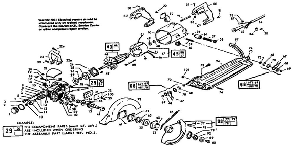 Unit Diagram and Parts List for 77 Type 15 Skil Circular Saw