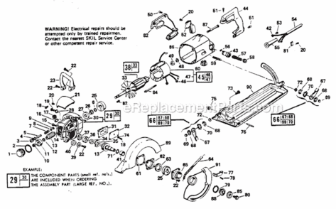 Page A Diagram and Parts List for 5865  Skil Circular Saw