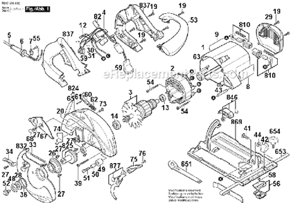 Page A Diagram and Parts List for 5866 F012586600 Skil Circular Saw