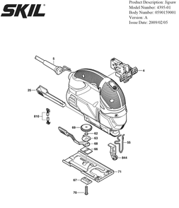 Section 1 Diagram and Parts List for 4395-01 A Skil Jig Saw