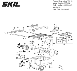 Section 1 Diagram and Parts List for 3550-01 A Skil Table Saw