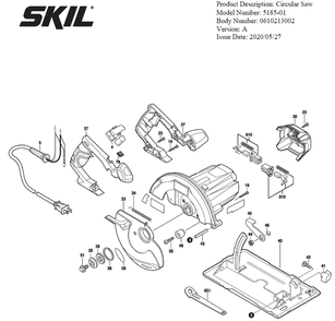 Section 1 Diagram and Parts List for 5185-01 A Skil Circular Saw