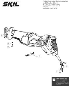 Section 1 Diagram and Parts List for 9216-01 A Skil Reciprocating Saw