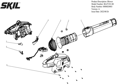 Part Location Diagram of 2827214001 Skil Release Button Assembly