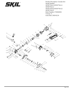 Section 1 Diagram and Parts List for SPTH77M-21 A Skil Circular Saw
