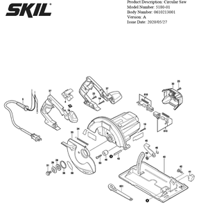 Section 1 Diagram and Parts List for 5180-01 A Skil Circular Saw