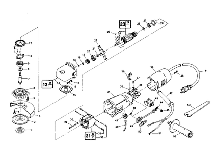 Fig-0 Diagram and Parts List for 9511 Type-1 Skil Grinder