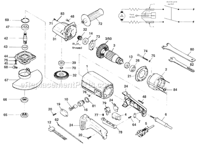 Page A Diagram and Parts List for 9750 F0159750H1 Skil Angle Grinder