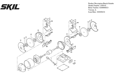 Section 1 Diagram and Parts List for 3380-01 A Skil Table Saw