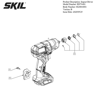 Section 1 Diagram and Parts List for ID574401 A Skil Hammer Drill