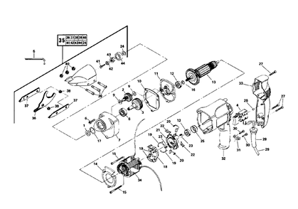 Fig-0 Diagram and Parts List for 6927 Type-1 Skil Nibbler & Shears