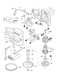 Fig-0 Diagram and Parts List for MMH7500 Type-1 Skil Sander