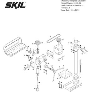 Section 1 Diagram and Parts List for 3320-01 A Skil Table Saw