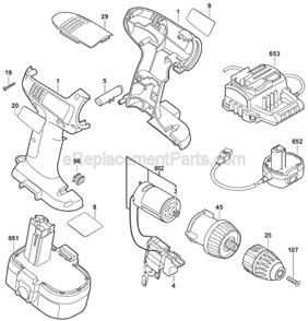 Part Location Diagram of 2607335333 Skil Skil 9.6 Volt Battery
