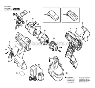 Part Location Diagram of 2609110201 Bosch Tool TORX FLAT-HEAD SCREW
