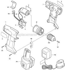 Page A Diagram and Parts List for 2480 TYPE 1 F012248002 Skil Cordless Drill