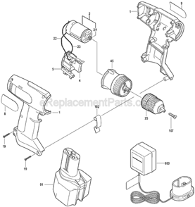 Page A Diagram and Parts List for 24800A F01224800A Skil Cordless Drill