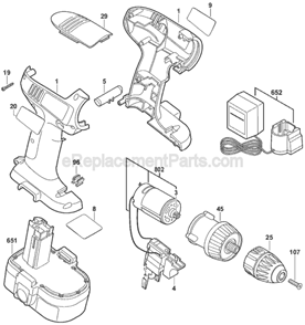 Page A Diagram and Parts List for 2565 F012256500 Skil Cordless Drill
