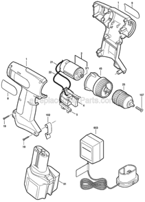 Page A Diagram and Parts List for 25800A F01225800A Skil Cordless Drill