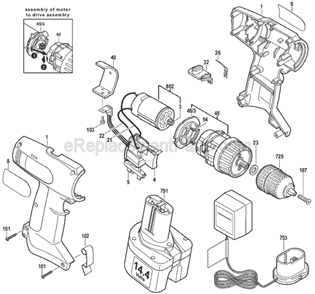Page A Diagram and Parts List for 2582 F012258204 Skil Cordless Drill