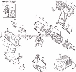 Page A Diagram and Parts List for 2592 F012259200 Skil Cordless Drill