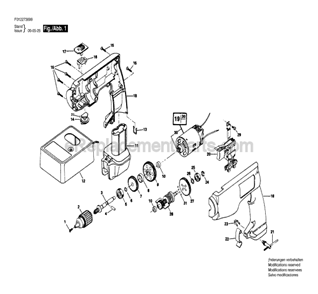 Page A Diagram and Parts List for HD2736 TYPE 4 F012273699 Skil Cordless Drill