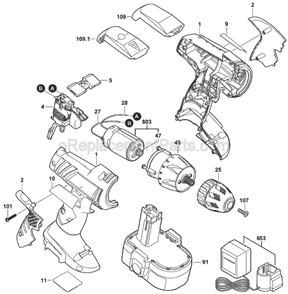 Page A Diagram and Parts List for 2867 F012286700 Skil Cordless Drill