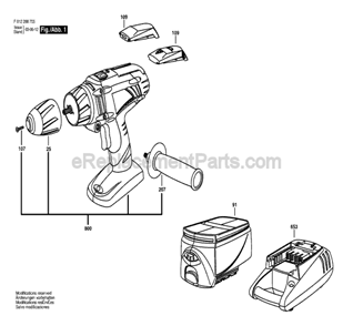 Page A Diagram and Parts List for 2887-B4 F012288704 Skil Cordless Drill