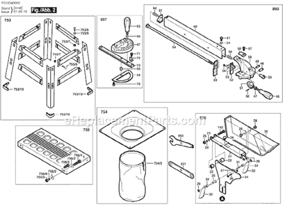 Page B Diagram and Parts List for 3400 F012340000 Skil Table Saw