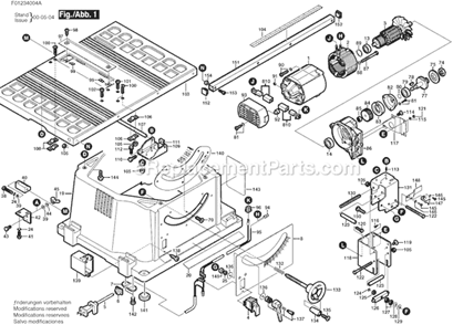 Page A Diagram and Parts List for 3400A F01234004A Skil Table Saw