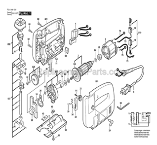 Page A Diagram and Parts List for 4395 TYPE 1 F012439500 Skil Jig Saw