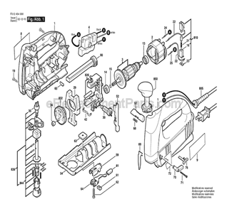 Page A Diagram and Parts List for 4540 F012454000 Skil Jig Saw