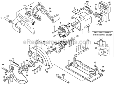 Page A Diagram and Parts List for 5155 F012515001 Skil Circular Saw
