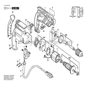 Page A Diagram and Parts List for 6464 TYPE 1 F012646400 Skil Electric Drill
