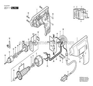 Page A Diagram and Parts List for 6520 TYPE 1 F012652099 Skil Electric Drill