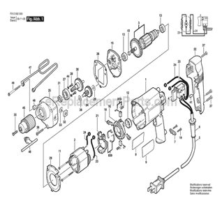 Page A Diagram and Parts List for HD6525 TYPE 1 F012652500 Skil Electric Drill