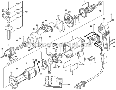 Page A Diagram and Parts List for HD6650 TYPE 1 F012665000 Skil Electric Drill