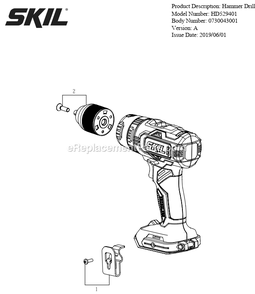 Page A Diagram and Parts List for HD529401 A Skil Cordless Drill