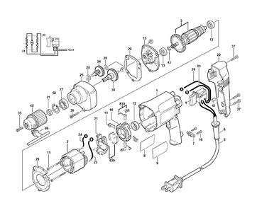Fig-0 Diagram and Parts List for 6623 Type-1 Skil Drill