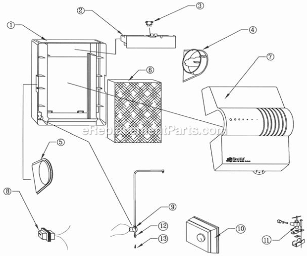 Page A Diagram and Parts List for 2001  Skuttle Humidifier
